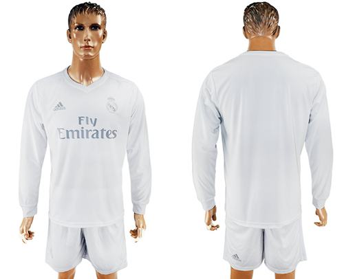 Real Madrid Blank Marine Environmental Protection Home Long Sleeves Soccer Club Jersey - Click Image to Close